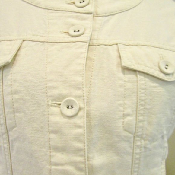 TWO 8P J Jill TENCIL LINEN COTTON RAYON jean JACKETs beige+SALMON perfect cond - Picture 3 of 11